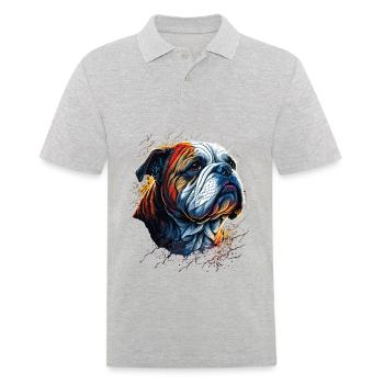 Bulldog levant les yeux - Polo Homme - gris chiné - Devant - Kai (181cm)
