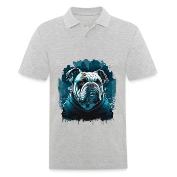 Bulldogge verkleidet - Männer Poloshirt - Grau meliert - Vorne - Kai (181cm)