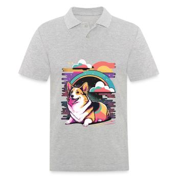 Corgi coloré - Polo Homme - gris chiné - Devant - Kai (181cm)