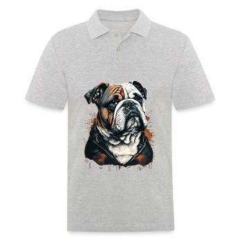 Chubby Face Bulldog - Men's Polo Shirt - heather grey - Front - Kai (181cm)