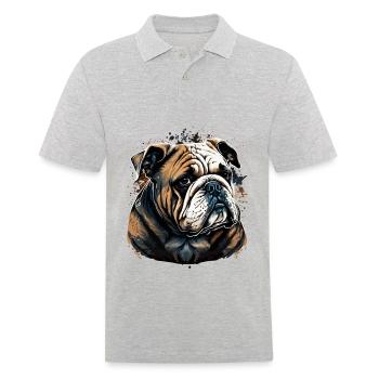 Ruhige Blicke Bulldogge - Männer Poloshirt - Grau meliert - Vorne - Kai (181cm)