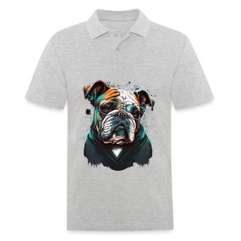 Clever aussehende Bulldogge - Männer Poloshirt - Grau meliert - Vorne - Kai (181cm)
