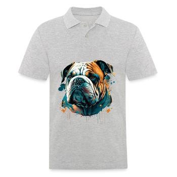 Bouledogue Still Face - Polo Homme - gris chiné - Devant - Kai (181cm)