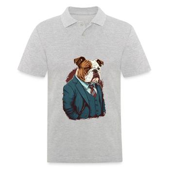 Fasionable Bulldogge - Männer Poloshirt - Grau meliert - Vorne - Kai (181cm)