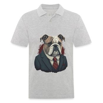 Bulldog à la recherche professionnelle - Polo Homme - gris chiné - Devant - Kai (181cm)