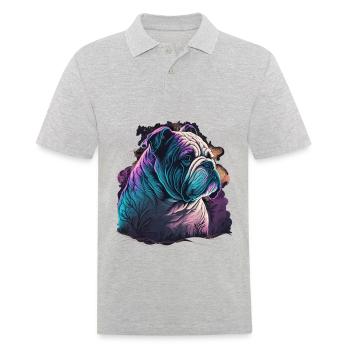 Sad Face Bulldog - Polo Homme - gris chiné - Devant - Kai (181cm)