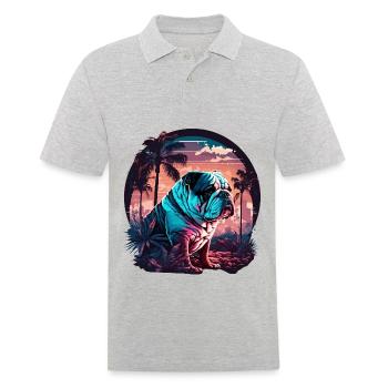 Verlorene Bulldogge Vaporwave - Männer Poloshirt - Grau meliert - Vorne - Kai (181cm)