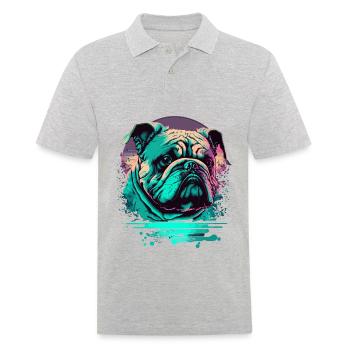 Traurige Bulldogge Vaporwave - Männer Poloshirt - Grau meliert - Vorne - Kai (181cm)