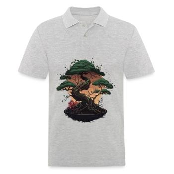 Tiny Bonsai Tree - Men's Polo Shirt - heather grey - Front - Kai (181cm)