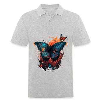 Butterfly Art - Men's Polo Shirt - heather grey - Front - Kai (181cm)