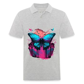 Vaporwave Dreams Schmetterling - Männer Poloshirt - Grau meliert - Vorne - Kai (181cm)