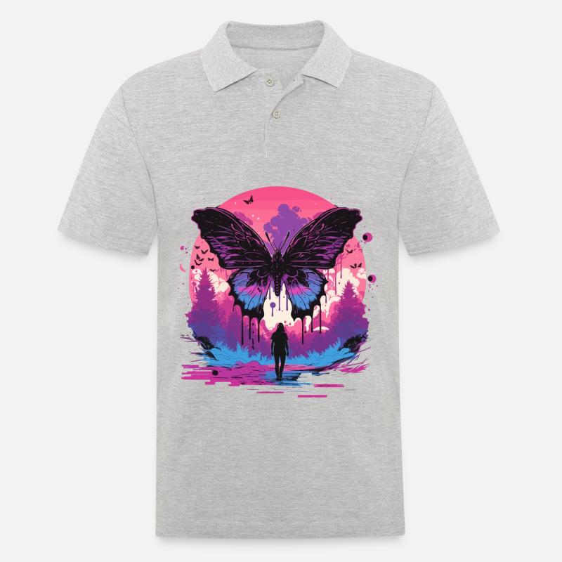 Schmetterling Ästhetische Evolution - Männer Poloshirt - Grau meliert