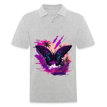Schmetterling Natur Vaporwave - Männer Poloshirt - Grau meliert - Vorne - Kai (181cm)