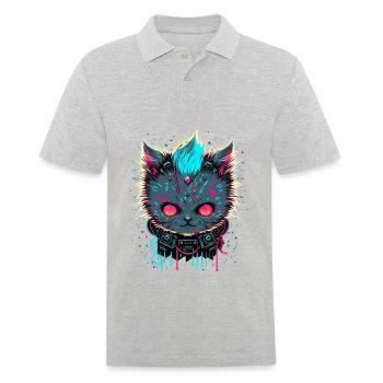 Evil Cat - Men's Polo Shirt - heather grey - Front - Kai (181cm)