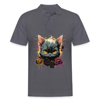 Electric Brave Cat - Men's Polo Shirt - charcoal grey - Front - Nico (186cm)