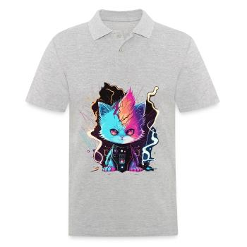 Rockin Kitty - Men's Polo Shirt - heather grey - Front - Kai (181cm)