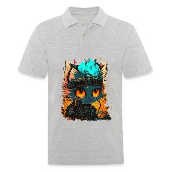 CyberCat - Men's Polo Shirt - heather grey - Front - Kai (181cm)