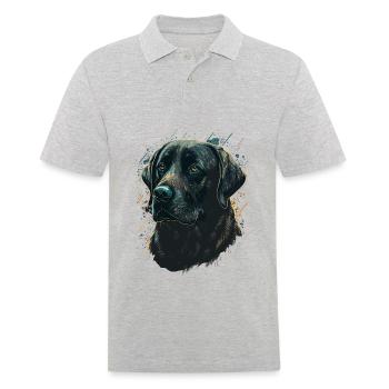 Labrador Retriever auf maligem Hintergrund - Männer Poloshirt - Grau meliert - Vorne - Kai (181cm)