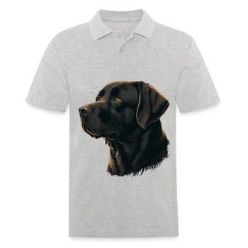 Weich aussehender dunkelbrauner Labrador Retriever - Männer Poloshirt - Grau meliert - Vorne - Kai (181cm)
