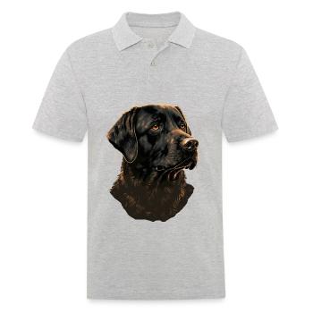 Schwarzer Labrador Retriever - Männer Poloshirt - Grau meliert - Vorne - Kai (181cm)