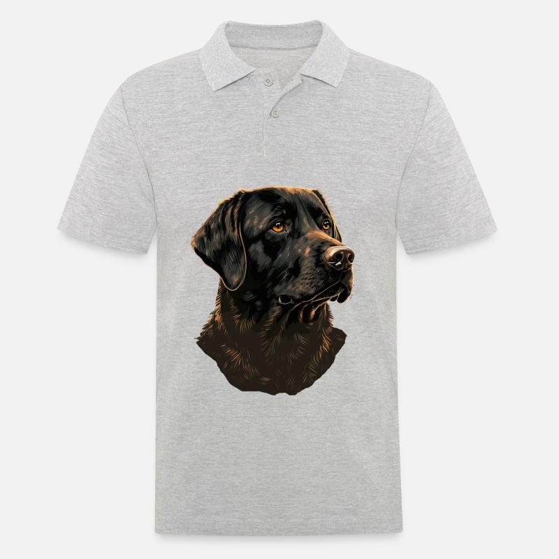 Schwarzer Labrador Retriever - Männer Poloshirt - Grau meliert