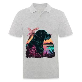 Black Labrador Retriever at the Beach - Men's Polo Shirt - heather grey - Front - Kai (181cm)