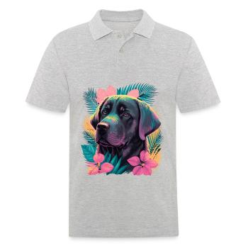 Adorable Labrador Retriever - Polo Homme - gris chiné - Devant - Kai (181cm)
