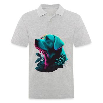 Weißes glänzendes Haar Labrador Retriever Vaporwave - Männer Poloshirt - Grau meliert - Vorne - Kai (181cm)