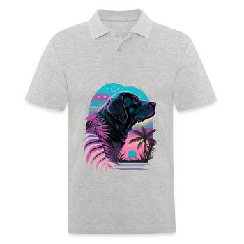 Labrador Retriever aime la plage Vaporwave - Polo Homme - gris chiné - Devant - Kai (181cm)