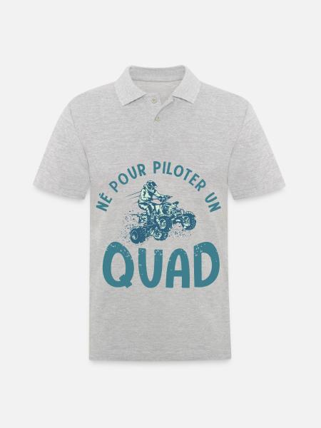 Quad né pour quad atv quad quad - Polo Homme - gris chiné