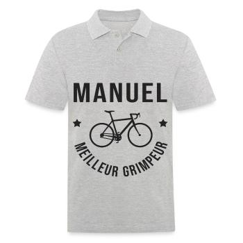 Manuel vélo meilleur grimpeur velo cycliste - Polo Homme - gris chiné - Devant - Kai (181cm)