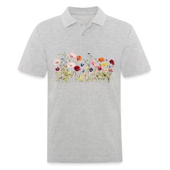 Wildflower Meadow – Natural Watercolor Blooms - Men's Polo Shirt - heather grey - Front - Kai (181cm)