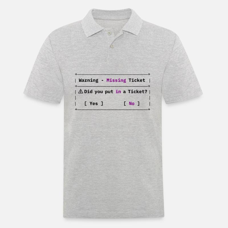 Fehlendes Ticket - Lustiges IT Meme - Männer Poloshirt - Grau meliert