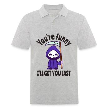 Lustiger Sensenmann Skelett Halloween Kostüm - Männer Poloshirt - Grau meliert - Vorne - Kai (181cm)