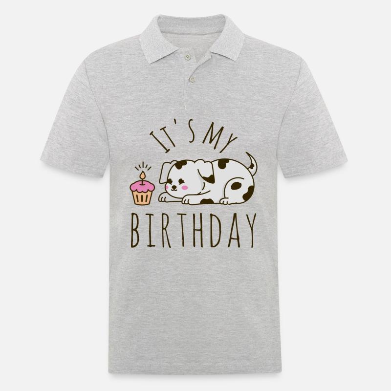 C’est mon chien d’anniversaire - Polo Homme - gris chiné