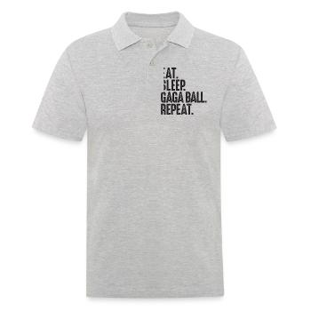 Manger. Dormir. Bal de Gaga. Répéter. Ballon chasseur Gagaball - Polo Homme - gris chiné - Devant - Kai (181cm)