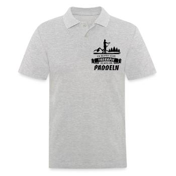 SUP Ich brauche keine Therapie - nur Paddeln - Männer Poloshirt - Grau meliert - Vorne - Kai (181cm)