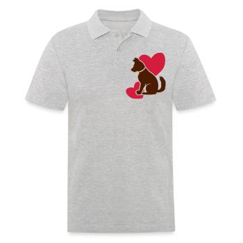 Chien mignon avec des coeurs - Polo Homme - gris chiné - Devant - Kai (181cm)