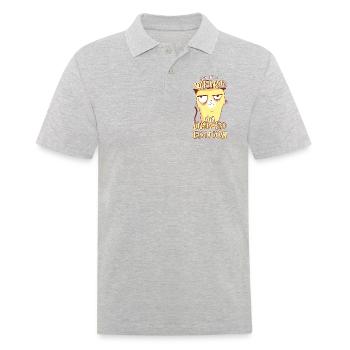 Annoyed Cartoon Cat - Édition limitée - Dicton - Polo Homme - gris chiné - Devant - Kai (181cm)