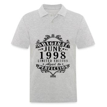 Geschenkidee Juni 1998 - Männer Poloshirt - Grau meliert - Vorne - Kai (181cm)