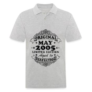Mai 2005 | Jahrgang 2005 Jubiläum | Mai 2005 - Männer Poloshirt - Grau meliert - Vorne - Kai (181cm)