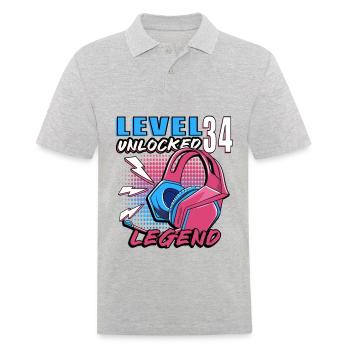 Level 34 Freigeschaltet - Männer Poloshirt - Grau meliert - Vorne - Kai (181cm)