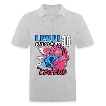 Level 36 Unlocked Birthday Shirt Gift - Men's Polo Shirt - heather grey - Front - Kai (181cm)