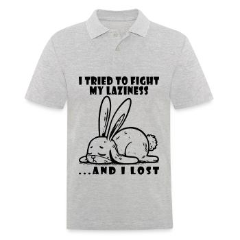 Fauler Hase faul müde entspannt - Männer Poloshirt - Grau meliert - Vorne - Kai (181cm)