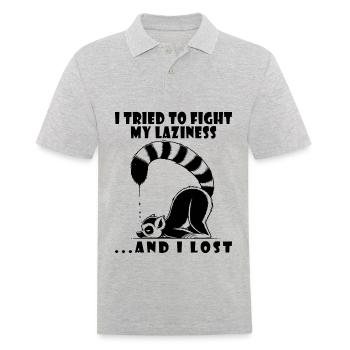 Fauler Lemur faul müde entspannt - Männer Poloshirt - Grau meliert - Vorne - Kai (181cm)