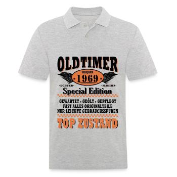 Oldtimer Baujahr 1969 Jahrgang Geburtstag Geschenk - Männer Poloshirt - Grau meliert - Vorne - Kai (181cm)