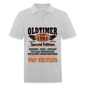 60. Geburtstag Oldtimer Modell 1964 60 Jahre - Männer Poloshirt - Grau meliert - Vorne - Kai (181cm)