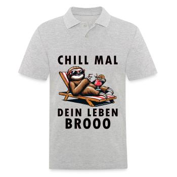 Chill Mal Dein Leben - Männer Poloshirt - Grau meliert - Vorne - Kai (181cm)