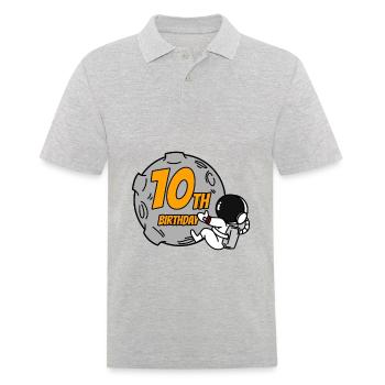 10 Geburtstag Junge - 10 Jahre alt - Ich bin 10 - Männer Poloshirt - Grau meliert - Vorne - Kai (181cm)