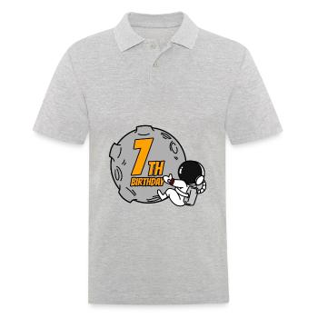 7 Geburtstag Junge - 7 Jahre alt - Ich bin 7 - Männer Poloshirt - Grau meliert - Vorne - Kai (181cm)